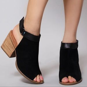 NEW TOMS Black Open Toed Booties